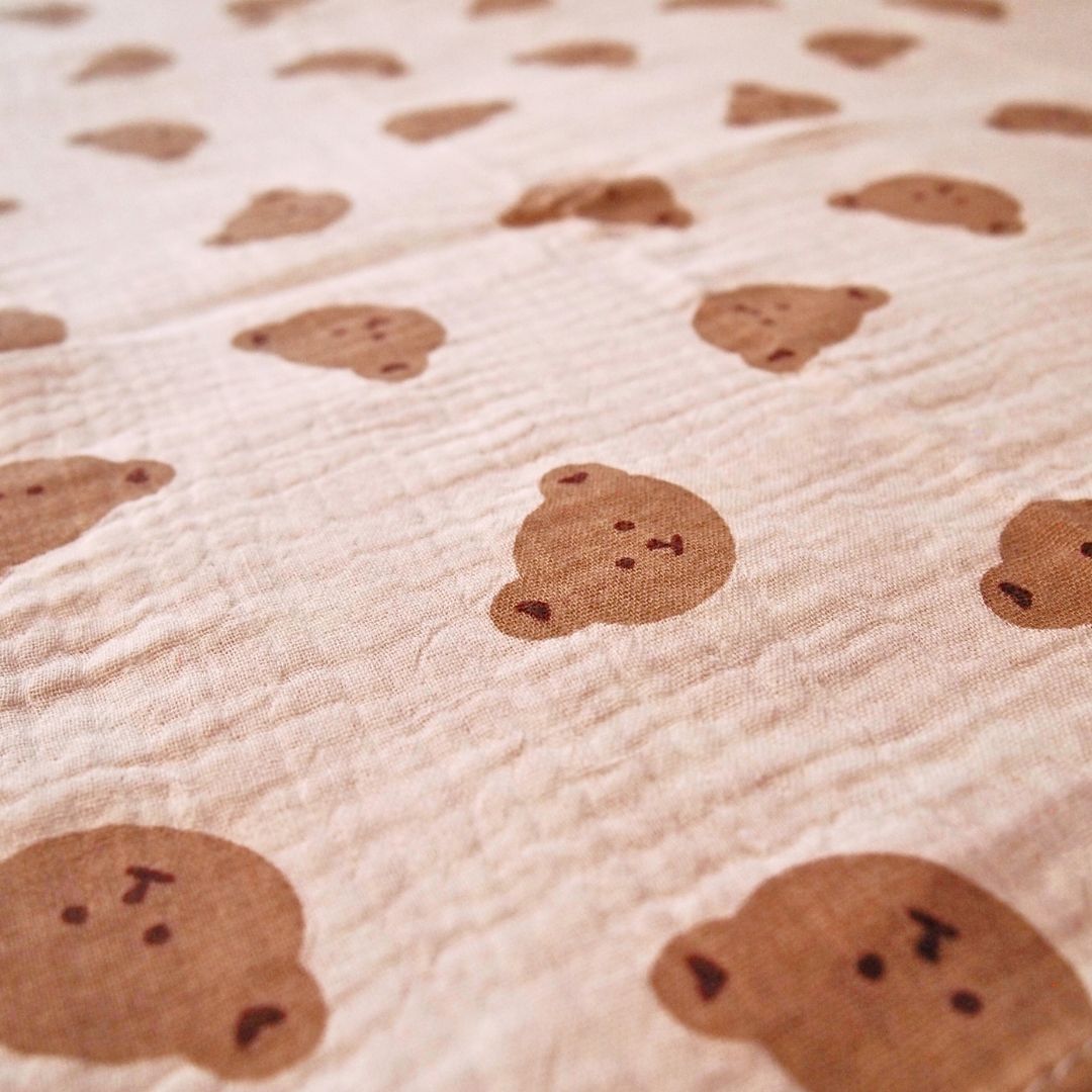 XL Musselin-Wickeltuch aus Baumwollgaze mit Teddybär-Motiv