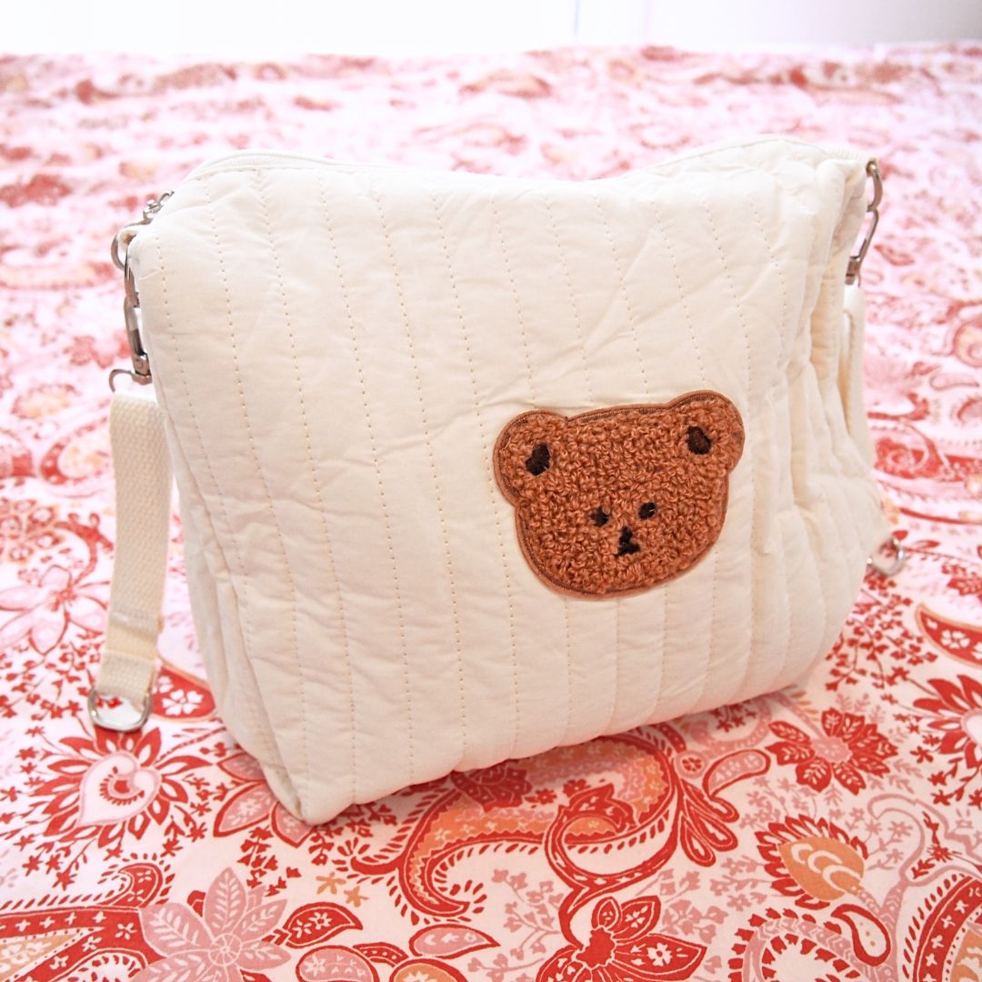 Teddybär-Tasche mit Kinderwagenbefestigungen